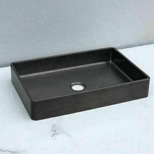 Burnished  Brushed gunmetal black bench top mount basin sink hand made PVD s/s