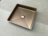 Brushed stainless steel under mount drop in insert wash basin sink hand made PVD