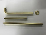 L shape wall shower arm 400 mm Burnished brass brushed gold  round