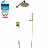 Burnished brass Gold WELS Round 300mm Dia Head Shower Mixer diverter Handset