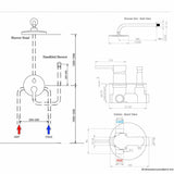 Burnished brass Gold WELS Round 300mm Dia Head Shower Mixer diverter Handset