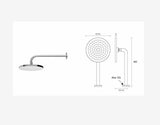 Burnished Brass gold shower head set 200 mm round wall ceiling hot cold taps