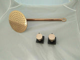 Polished Rose gold copper shower head round square 300 mm dia arm 250 No mixer