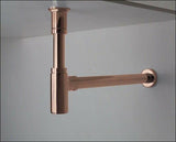 Brushed Copper Rose gold ROUND BOTTLE TRAP 32/40 mm WASTE for wall hung basin vanity