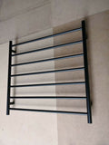 MATTE BLACK Non Heated Towel Rail rack round AU standard 850mm wide 8 bar