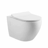RIMLESS floor mount TOILET pan soft close slim seat colored s/s metal buttons