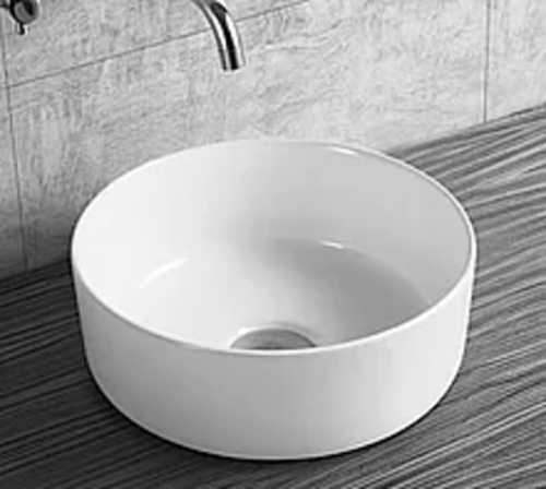 NEW Gloss white Round 360 mm Dia on top counter basin porcelain sink slim edge