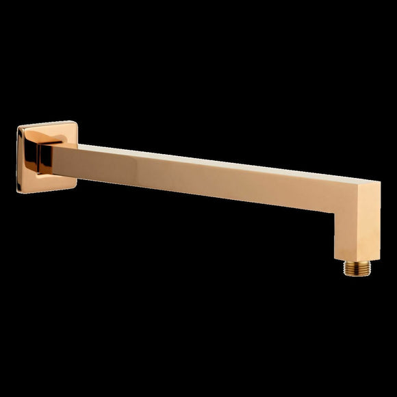 L shape wall shower arm Polished Rose gold copper  Square 400 mm