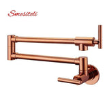 Brushed Brass Gold wall mount pot filler fold-able  tap cook top watermark colors available