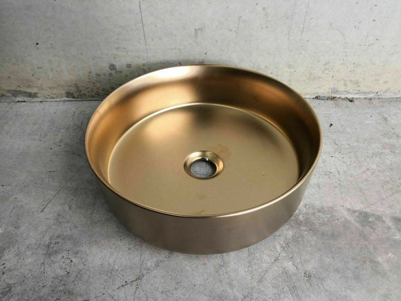 Matte Rose Gold copper Round 360 mm Dia on top counter basin porcelain sink