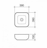 Gloss white square basin porcelain ceramic square 390*390*140 mm top counter