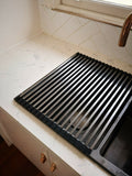 Matte Black Stainless Steel Dish Drying Handmade Roller mat Kitchen Rack