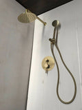 Burnished brass Gold WELS Round 300mm Dia Head Shower Mixer diverter Handset