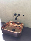 Gloss white square basin porcelain ceramic square 390*390*140 mm top counter
