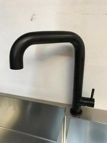 matt black stainless steel square neck kitchen mixer tap NO LEAD
