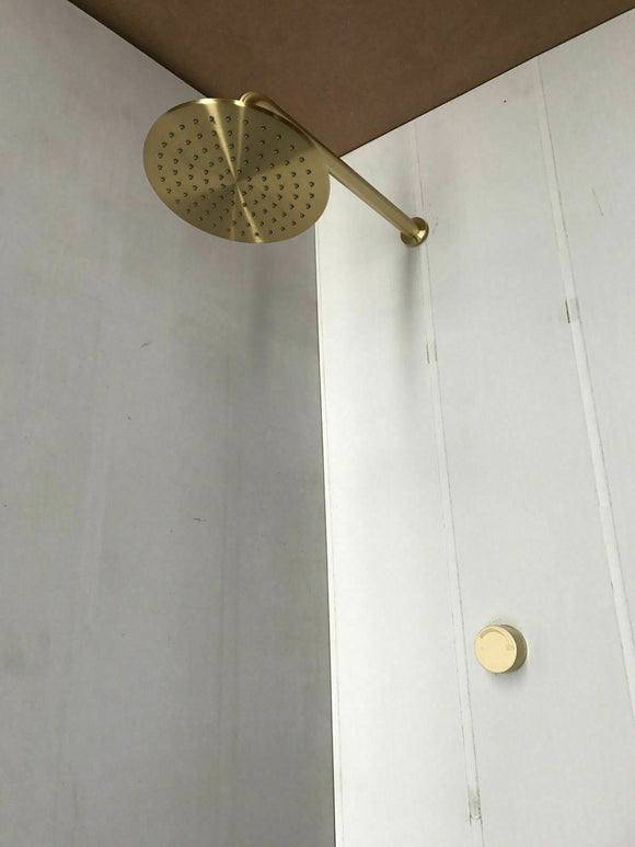 Burnished Brass gold shower head set 300 mm round wall ceiling progressive mixer