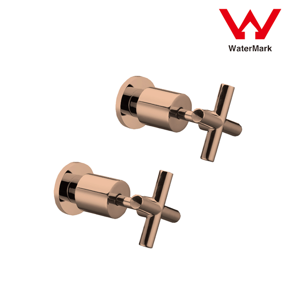 shower Bath basin Cross wall 1/4 turn hot cold tap faucet  rose gold all new