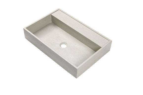 Ultra Modern concrete cement wash basin counter top Matt White rectangle basin 2022