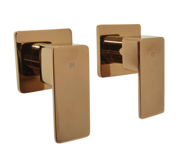 Rose gold/ matte black 1/4 quarter turn wall tap hot cold retro fit easy square
