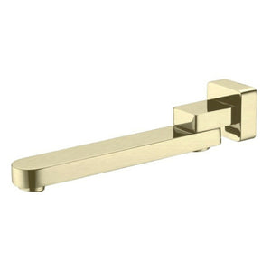 square round Shower Bath swivel filler spout brushed burnished brass gold 210 mm
