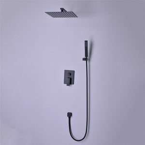 Watermark matte Black square shower brass  Mixer diverter wall arm hand head 200