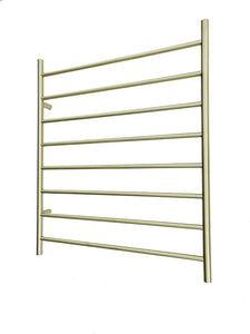 Brushed Brass Gold Non Heated Towel Rail rack Ladder round 850 mm wide 8 bar