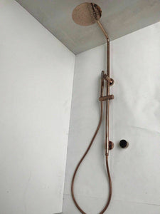 Polished rose gold copper shower head 200mm handle held divert progressive mixer
