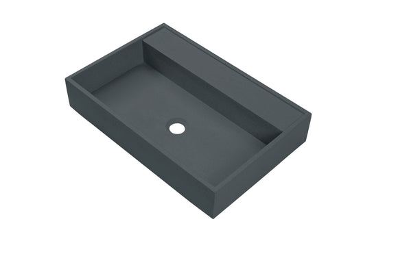 Ultra Modern concrete cement wash basin counter top Matt Black rectangle basin 2022