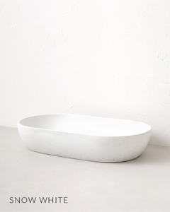 Ultra Modern concrete cement wash basin counter top Matt Off white Oval basin 2022