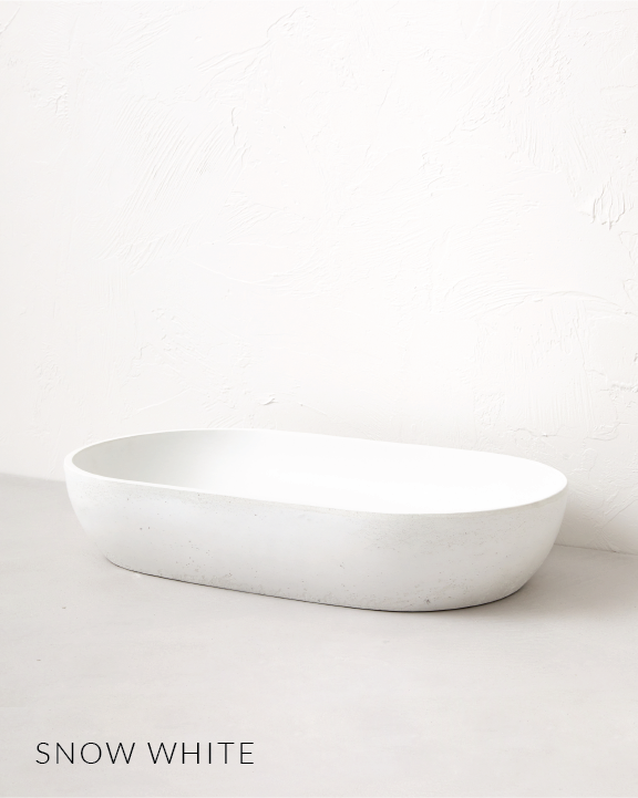 Ultra Modern concrete cement wash basin counter top Matt Off white Oval basin 2022