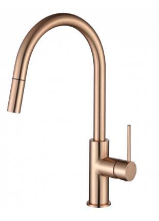 Brushed rose gold Copper solid stainless steel kitchen mixer pull out spray function NO LEAD