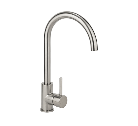 Brushed stainless steel Made kitchen mixer swivel goose neck