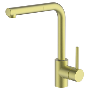 2023 Brushed Brass Gold L shape pull out with spray function spring kitchen mixer tap faucet Stainless steel Made PVD plated