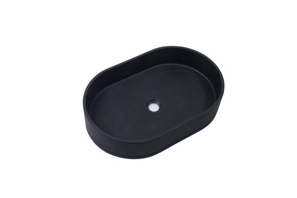 Ultra Modern concrete cement wash basin counter top Matt Black Oval basin 2021