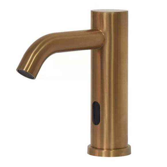 NO BATTERY OR POWER NEEDED ROUND BRUSHED Copper Automatic Infrared SENSOR TOUCHLESS MIXER TAP FAUCET