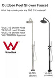 Marine Grade 316s Full Solid stainless steel Made Free Standing  shower set with hand held shower head