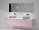 2022 Ultra Modern Hotel Style Glass Wash Round Pink basin counter top counter top Sink Transparent Crystal