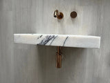 2023 Hand Crafted Marble Nature stone wash basin Matte White wall hung 470*320*60 mm