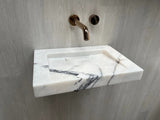 2023 Hand Crafted Marble Nature stone wash basin Matte White wall hung 470*320*60 mm