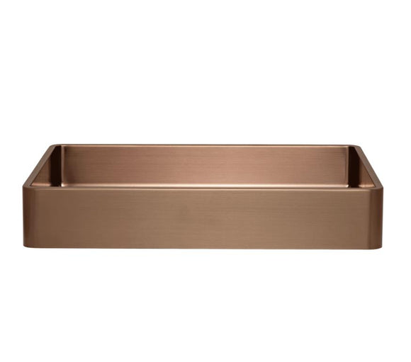 Burnished rose gold copper brass gold bench top mount basin sink