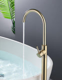 2023 Round Polished Stainless steel Chrome Free Standing Bath tub Mixer Spout Freestanding spout filler Suit Outdoor