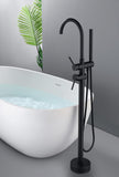 2023 Round Matte Black Free Standing  Bath tub Mixer Spout Freestanding spout filler with hand held shower head