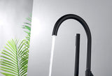 2023 Round Brushed stainless steel Free Standing  Bath tub Mixer Spout Freestanding spout filler with hand held shower head Suit outdoor