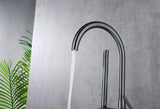 2023 Round Gunmetal Free Standing  Bath tub Mixer Spout Freestanding spout filler with hand held shower head
