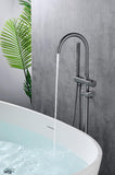 2023 Round Gunmetal Free Standing  Bath tub Mixer Spout Freestanding spout filler with hand held shower head