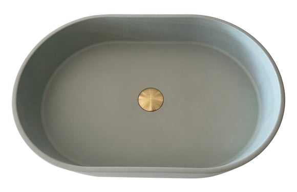 Ultra Modern concrete cement wash basin counter top Matt Mint Green Oval basin 2021