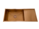 2025 Brushed brass gold Copper Gunmetal single long bowl drainer stainless steel 304 kitchen sink