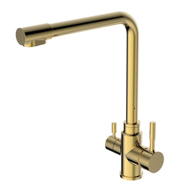 Burnished Brushed Brass Gold stainless steel kitchen mixer tap 3 way pure filter NO LEAD