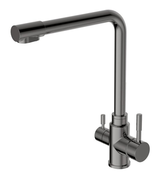 Brushed Gunmetal stainless steel kitchen mixer tap 3 way pure filter NO LEAD