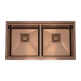 Burnished Brass Gold Black Copper stainless steel double kitchen sink hand made